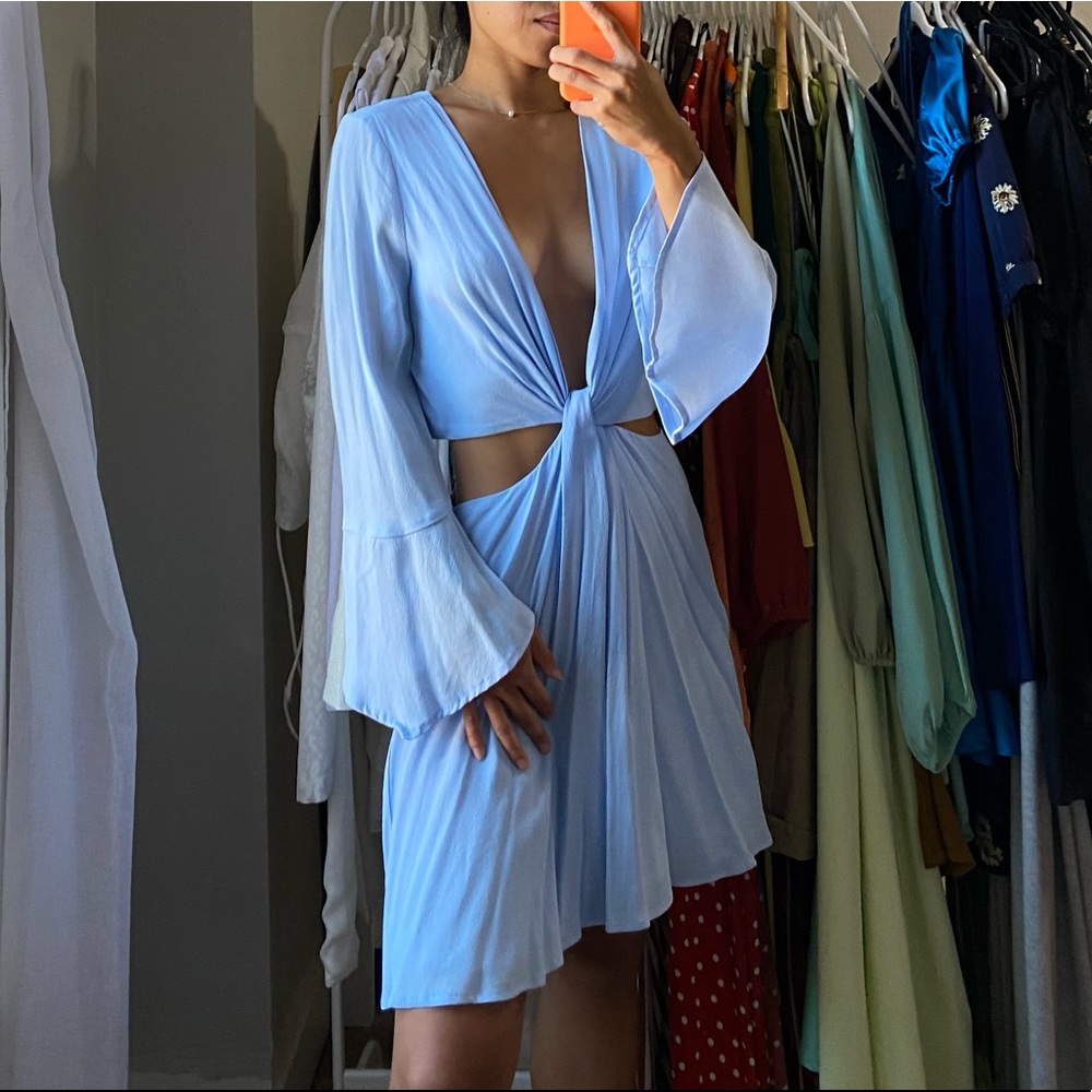 Baby blue cut out dress